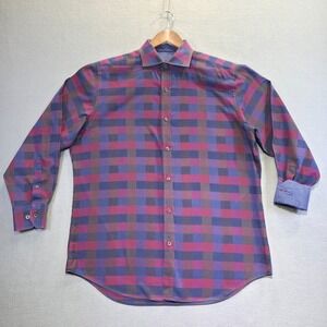 Bugatchi‎ Men's Classic Fit  Button Up Long Sleeve Flip Cuff Shirt Size XL